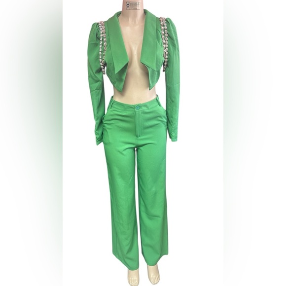 Pants - Beautiful SET Vibrant Green Wide Leg Pants